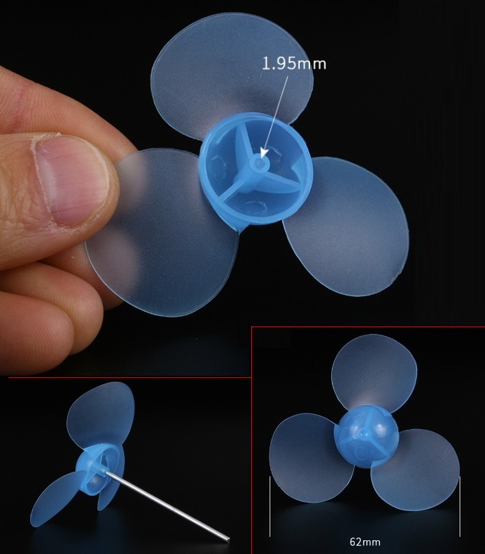 623Y2A soft blue 62mm toy fan blade propeller three-blade propeller fan blade technology model parts accessories (no shaft as shown in picture)