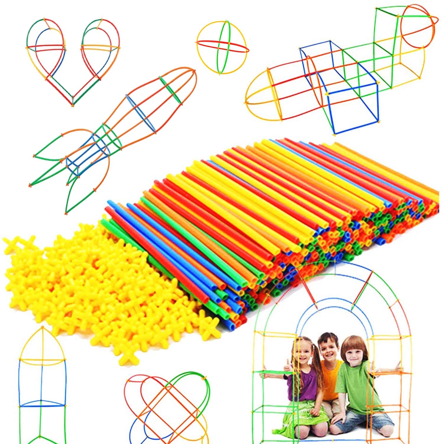 Straw Constructor STEM Toys Building Blocks-Classroom Kids Activities-Educational & Preschool Games Construction Set Fine Motor Toys- Building Toys for Boys Girls 3+ Year Old