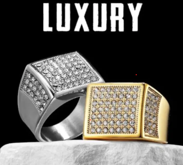 HOT SELLING LUXURY ROYAL GOLD ATED RING STYLISH TOP FASHION WHITE ZIRCON SQUARE WEDDING RING FOR MEN AND BOYS BEST WEDDING, ENGAGEMENT GIFT JEWELRY RING FOR MEN