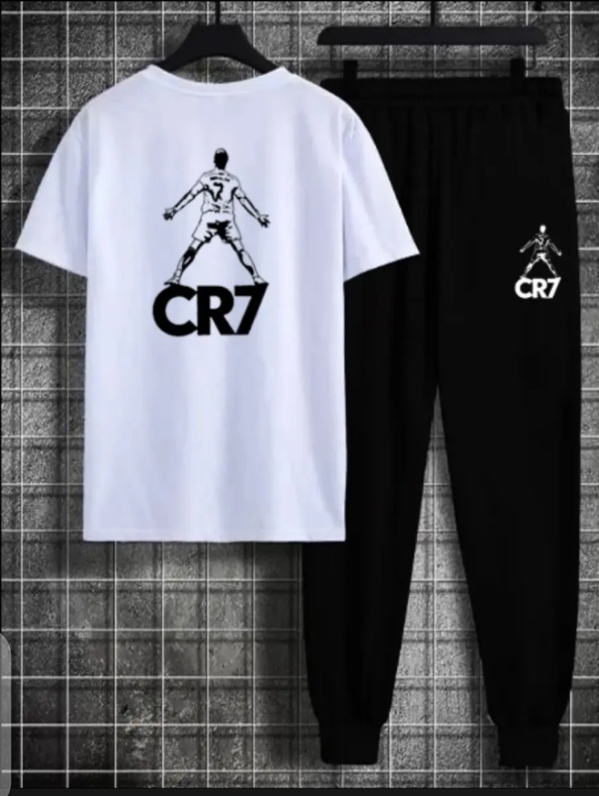 Cr7 Cristiano Ronaldo Printed Cotton Half Sleeves O Neck Trouser & T Shirt For Men & Boys