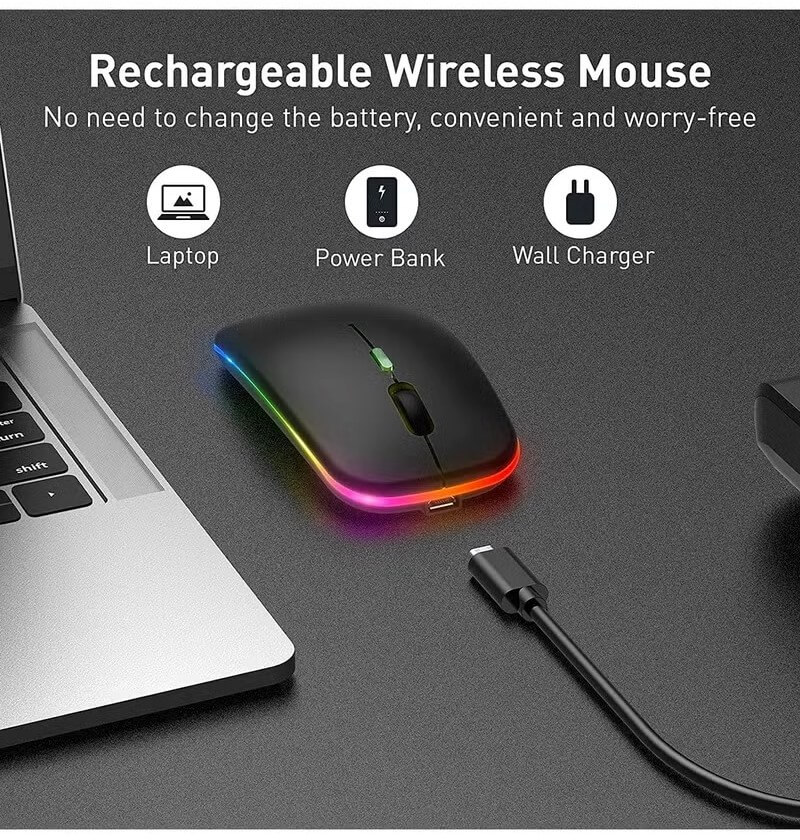 EAGET Wireless Bluetooth Mouse, Dual Mode Connectivity (Bluetooth 5.0 & 2.4G USB) Computer Mouse, Sleek, Portable, Compact Design