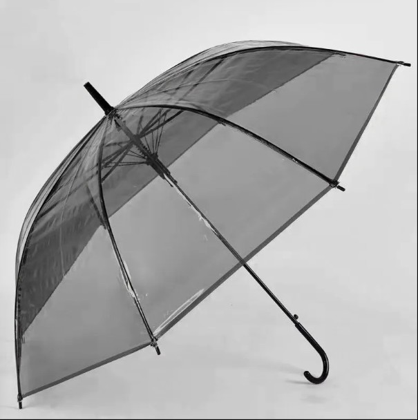 BLACK AND TRASNPARENT Portable Transparent Clear Umbrella for Rain and Outdoor Fashion Japanese Style