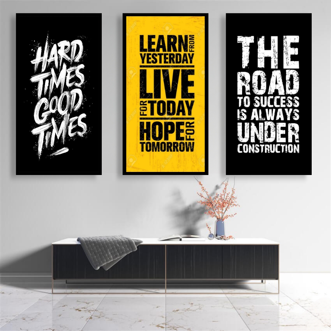 Set of 3 big size motivational quote frames for office Decor | Daraz.pk