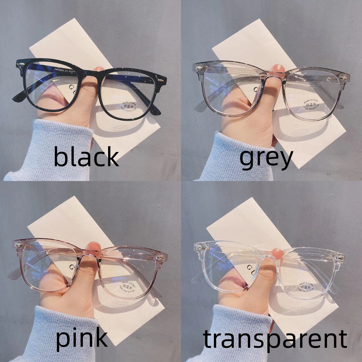 Anti-blue Light Glasses Retro Women Square Frames Flat Light Glasses Blue Computer Goggles