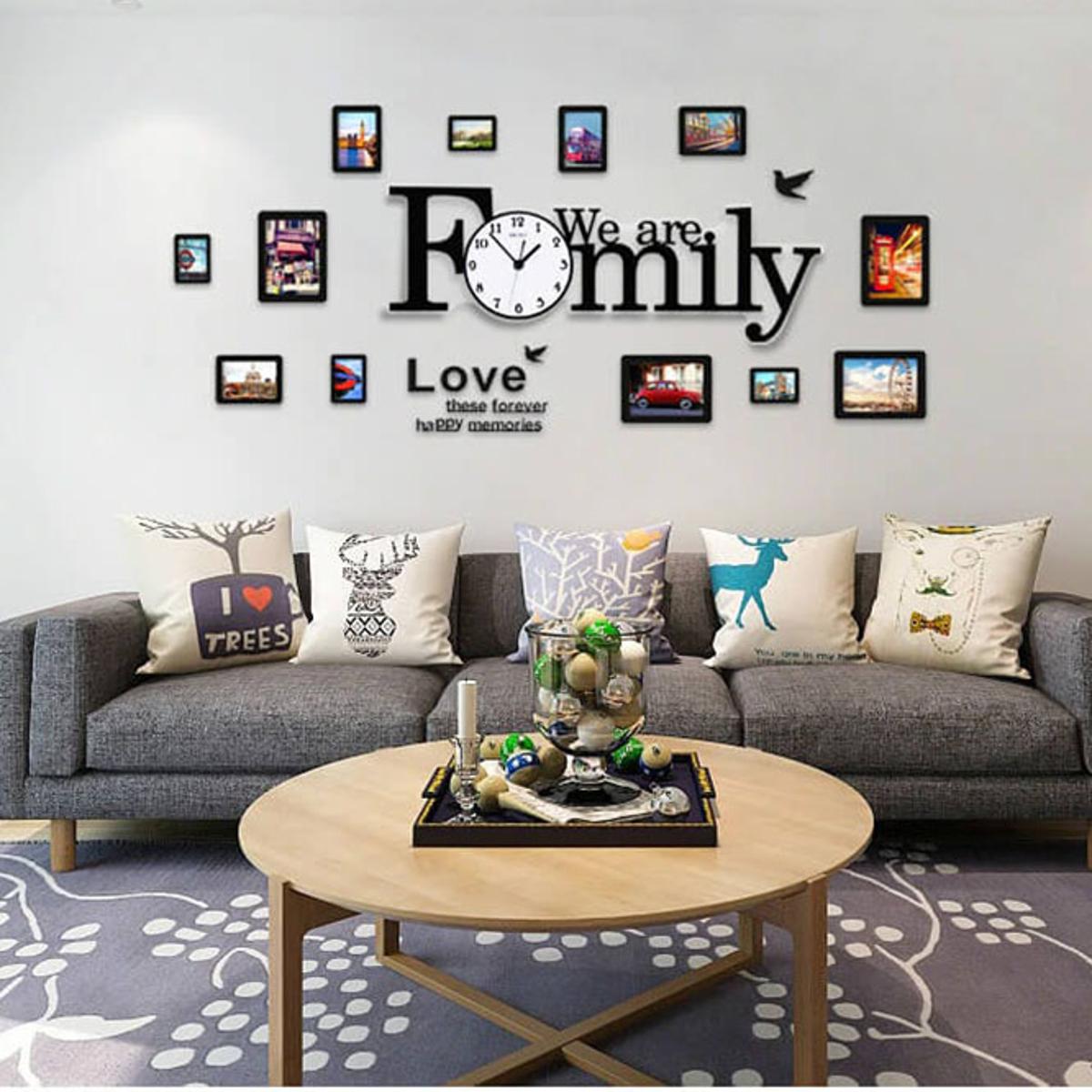 We are Family Wooden Wall Clock|We are Family Wooden Wall Clock With photo frames| Home Decor Family Frames|