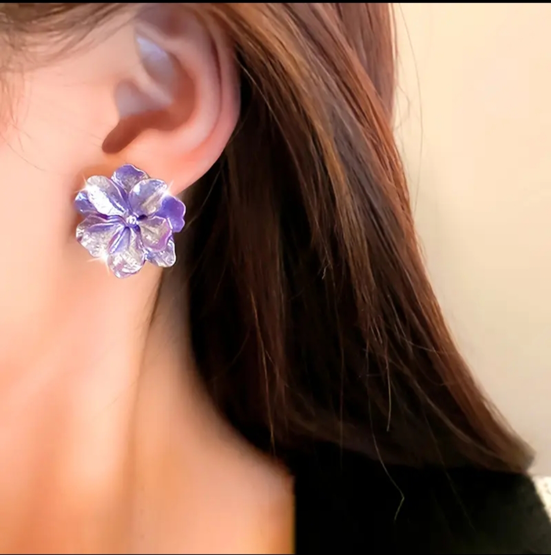 1 Pair of Simple, Elegant, Fresh and Sweet Colorful Flower Design High-end French Light Luxury Resin Daily Party Wedding Holiday Gift Women's Gift Vacation Accessories Earrings Set Perfect for Parties, Weddings, and Holidays