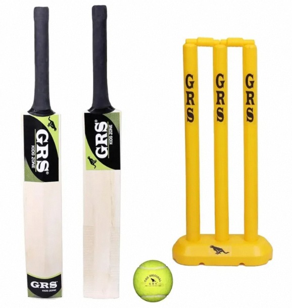 Kids Willow Cricket Bat Set with Wickets & Tennis Ball – Size 3 – Ideal for Ages 6–10 – Multicolor Play Set