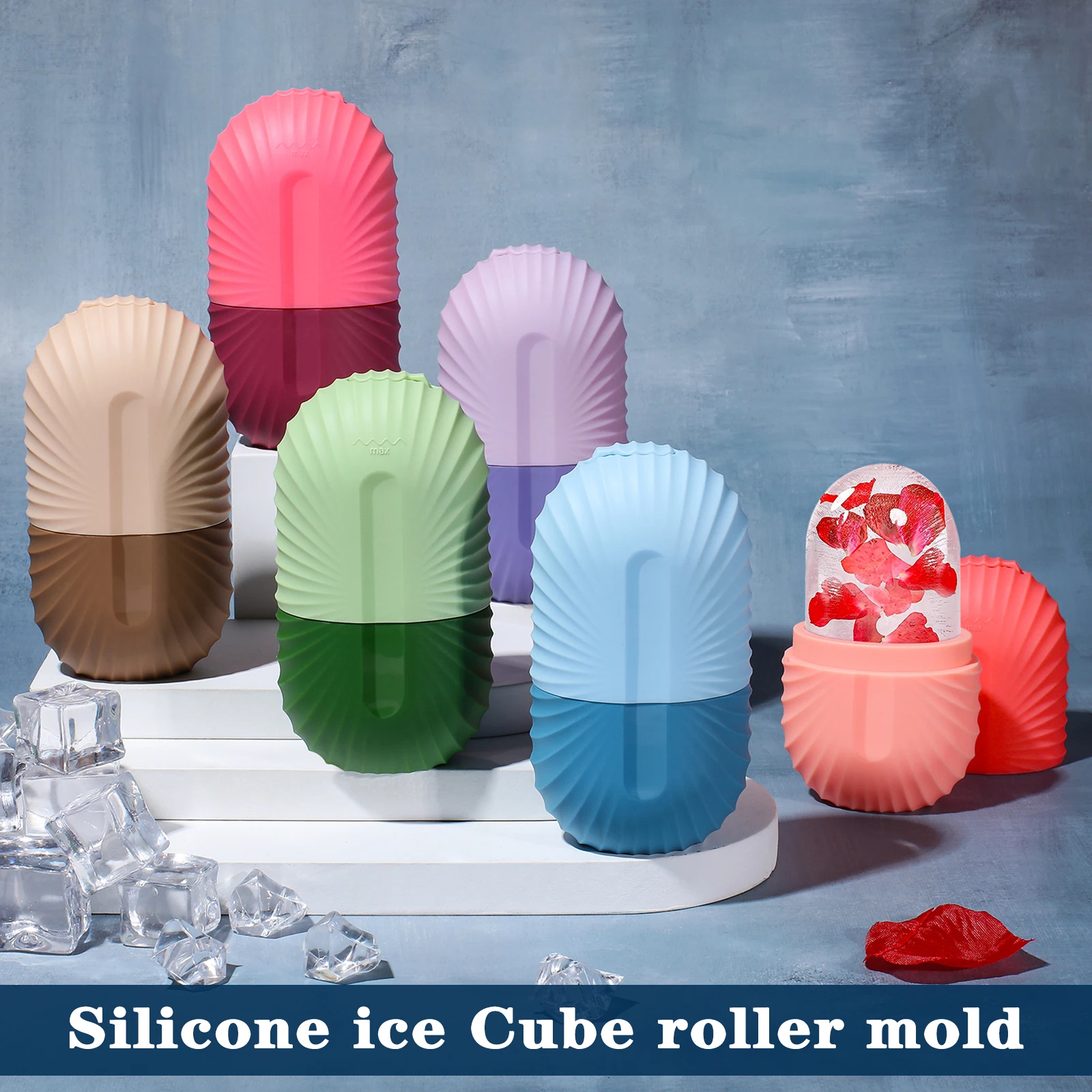 Silicon Ice Roller for Face - Facial Massage Tool for Glow & Anti-Wrinkle | Silicone Ice Cube Roller for Cooling, De-Puffing Eyes & Tightening Skin | Reusable Face Ice Roller for Puffiness, Collagen Regrowth, & Radiant Skin (Low Price)"