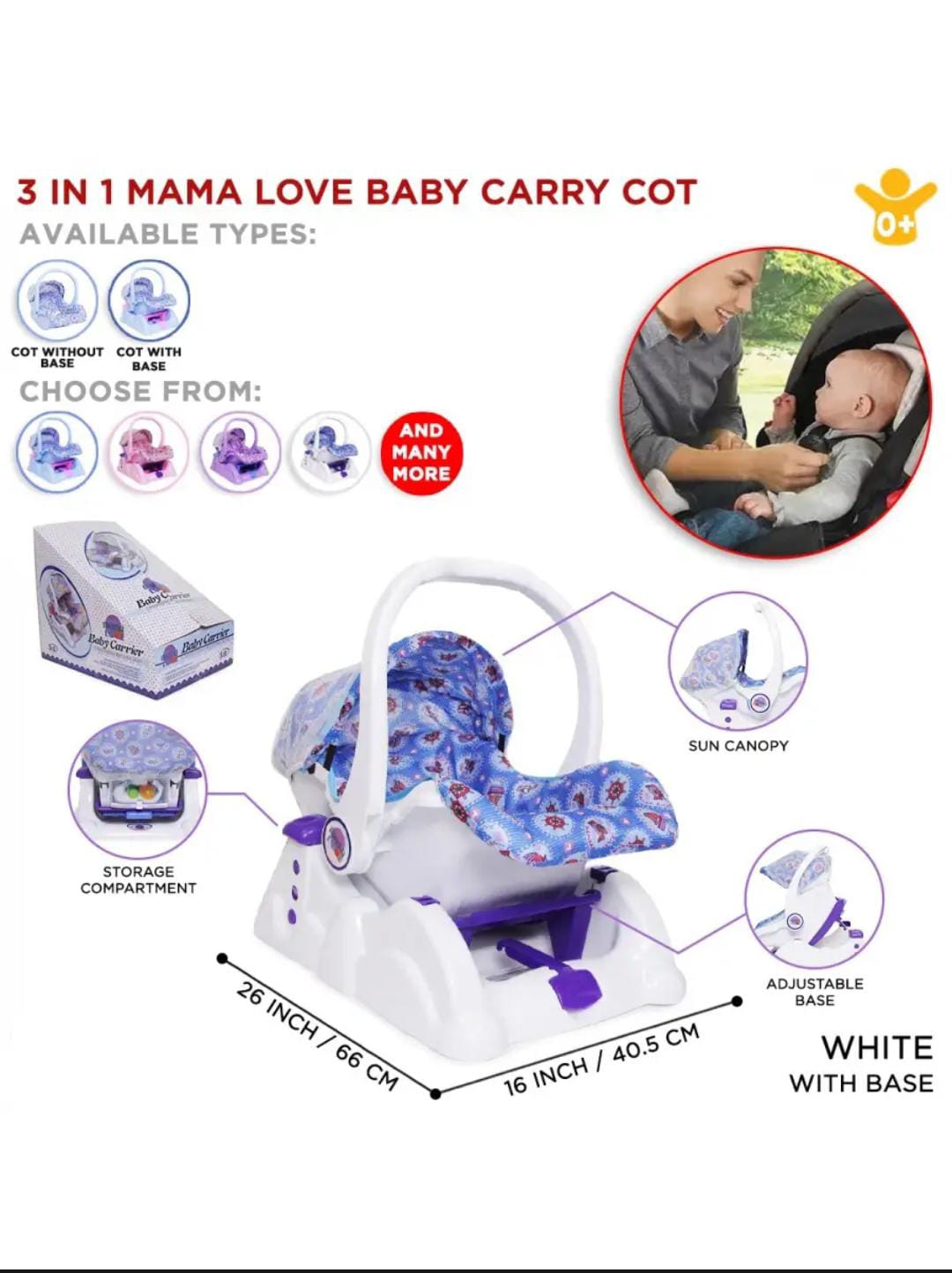 Mama Love Baby Carry Carry Cot With Net main image 1