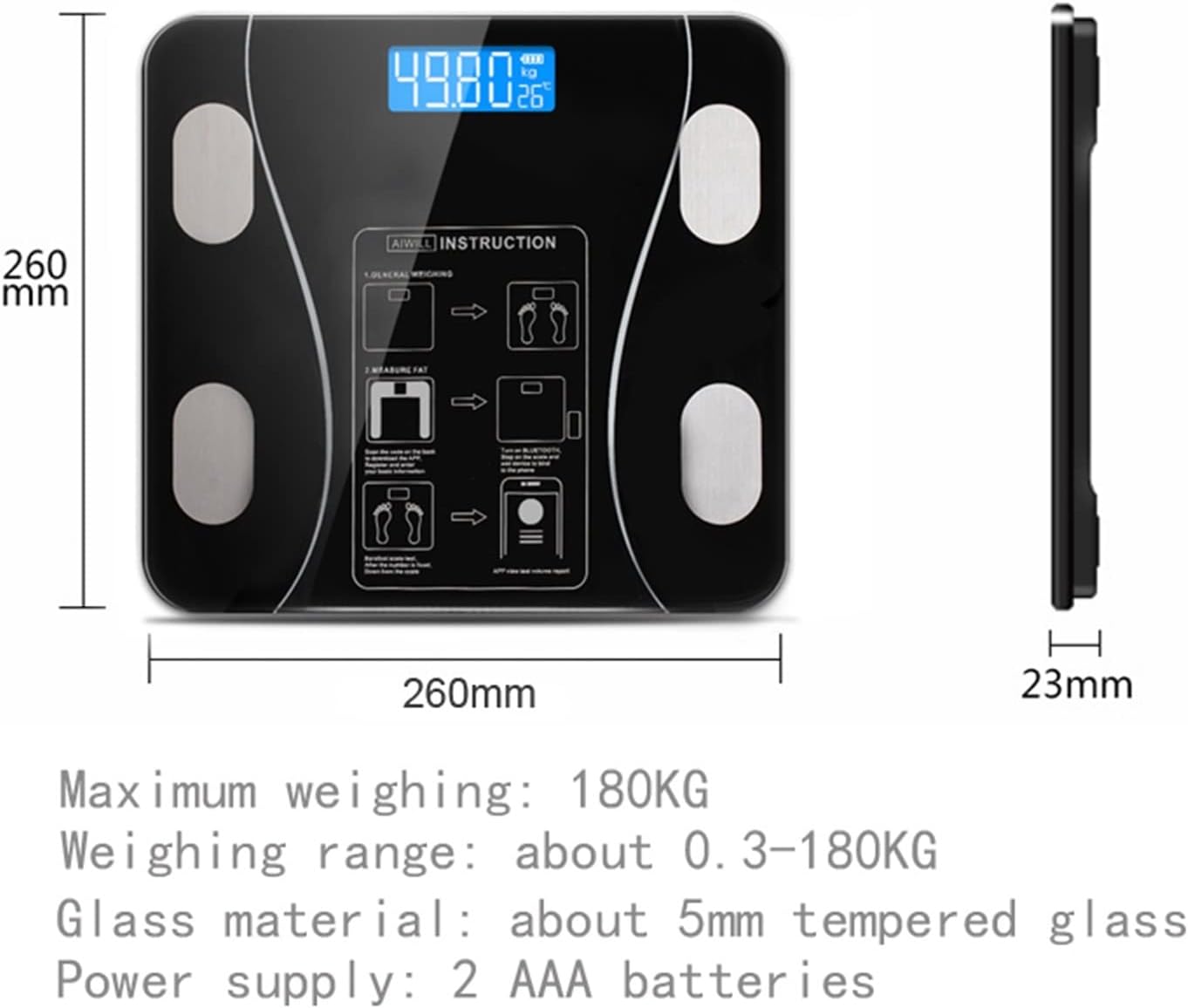 Professional  scale Weight MACHINE Digital Body Scale High Accuracy Scale 180kg weight capacity Backlight Display Body Weight Scale Smart Electronic Scales Fully Automatic Iscale Digital Weight Scale, For Personal and Professional use