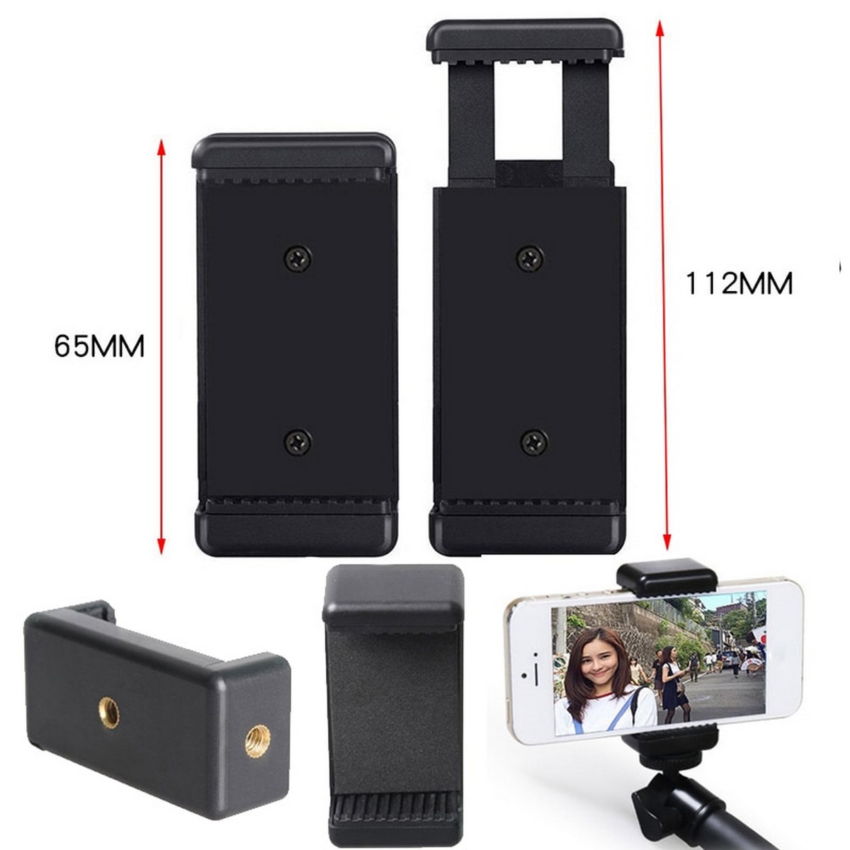 Fancy Universal Screw Hole Mobile Phone Holder Clip Bracket Holder for Smartphone Ring Light Tripod Monopod Mount Stand-Mobile Holder