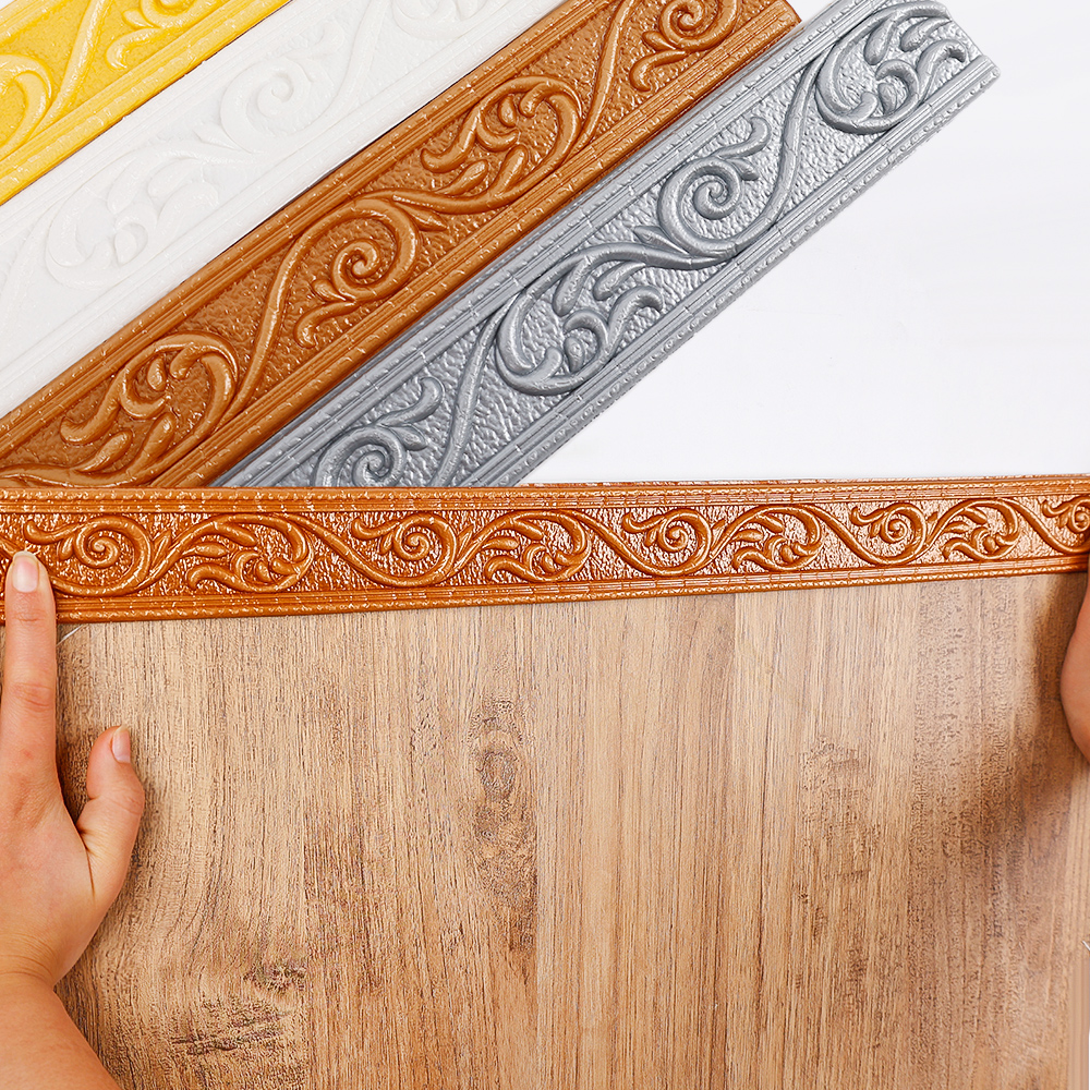 2.3M /Roll 3D Foam Wall Stickers Self Adhesive Waterproof Baseboard Wallpaper Border Wall Sticker Home Decorations