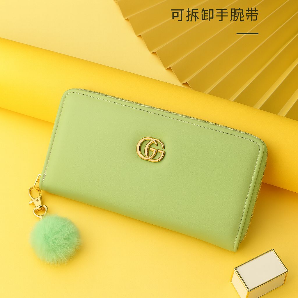 Premium Women’s Fashion Wallet – Multi-Color PU Leather Long Purse with Zipper & Charm