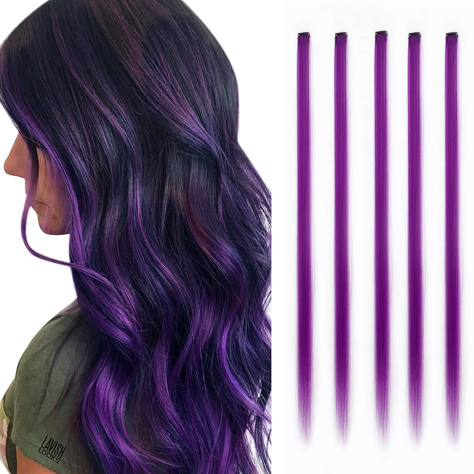 Purple Single Clip Hair Extension For Girls