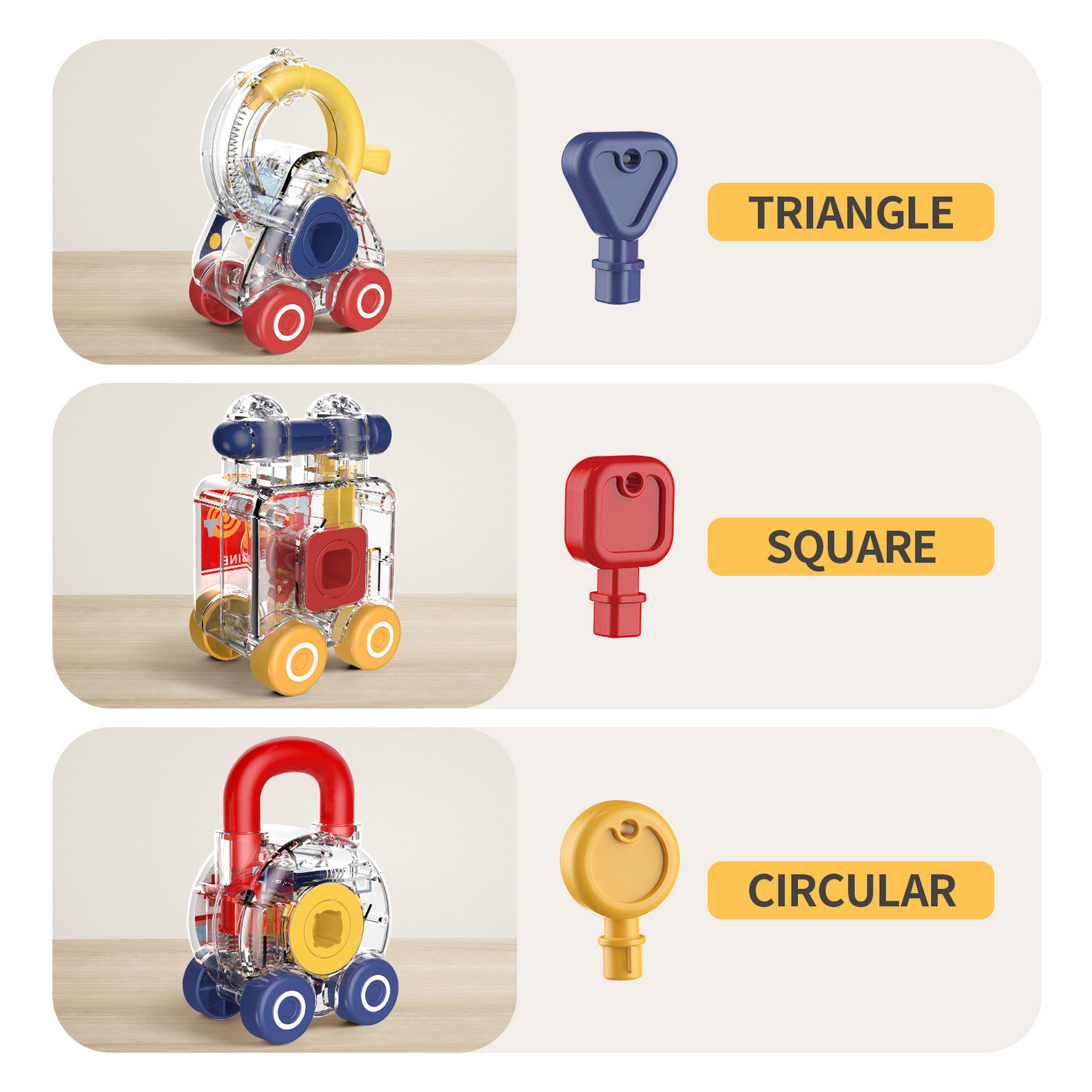 Inertial Scooter Car Montessori Car Lock Key Toy Set Color Matching Fine Motor Skills Development For Kids Educational Learning Toy Montessori Toy Car