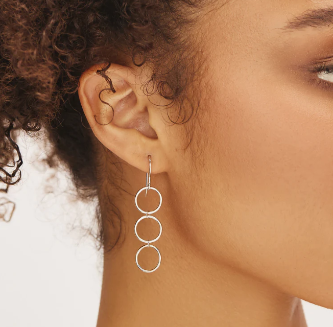 4 Loops Thick Chain Metallic Pendant Punk Golden Silver Plated Dangle Earrings Drop Earrings