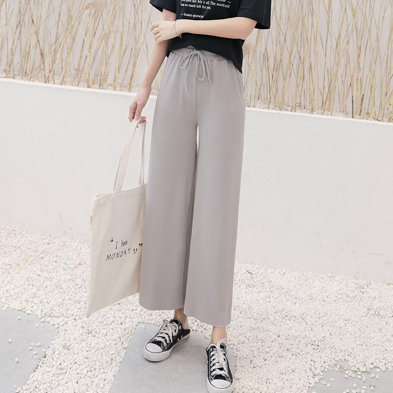Womens Wide Leg Pants Draped Solid High 