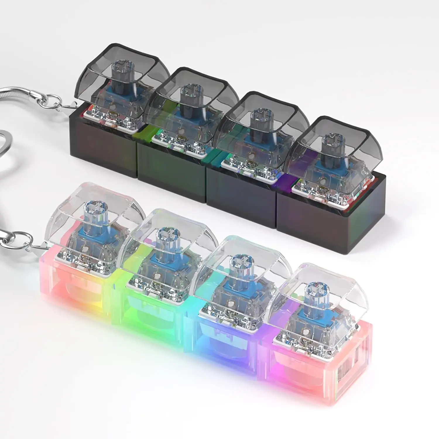 LED Keyboard Key Chain Fidget Toy for Adults Fidget Clicker Decompression Keychains Stress Relief Gadget Interesting Pendant 1pcs