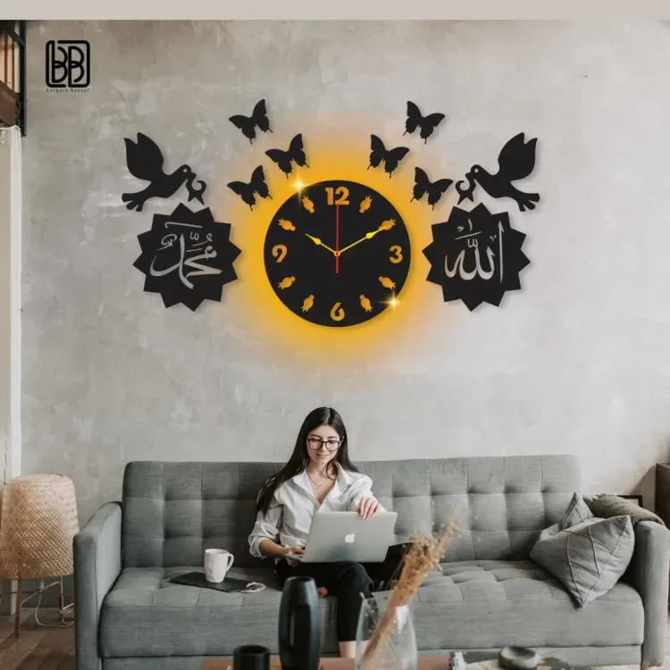 WallTrove Creative 3D Wooden Wall Clock DIY Design Decorative Birds Numeral Quartz Wall Watch for Home Decor and Living Room | Clocks for Bedrooms and Offices and for Gifts Items Wall Decor Ideas, wooden clocks, 3d clocks, Decoration Pieces for Rooms