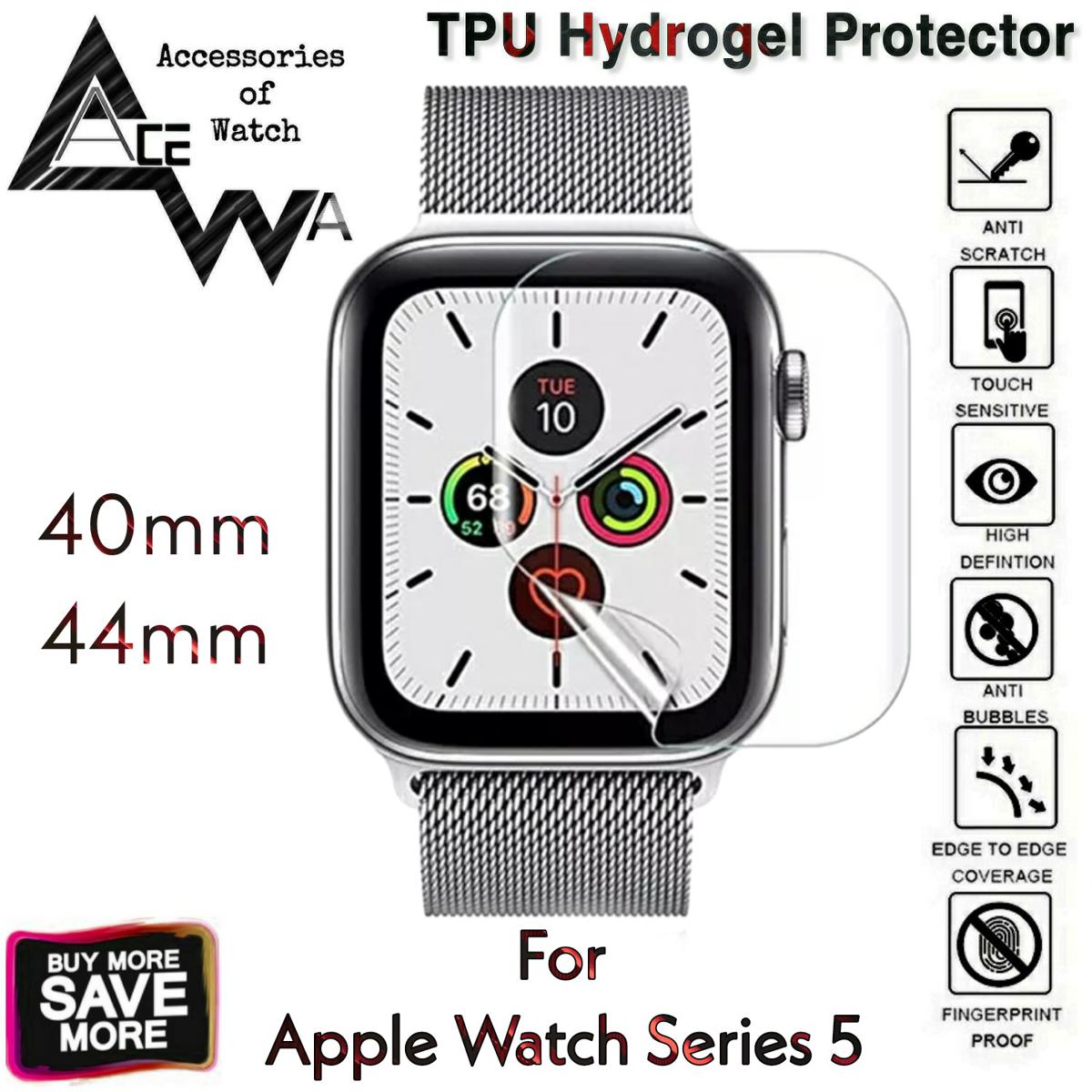 AceWa 1 Pcs Hydrogel Film Protector for Apple iWatch Series 5 40mm / 44mm Full Screen Protector Apple iWatch Series 5 TPU Soft Clear Jelly Protective Film Guard for Apple Watc