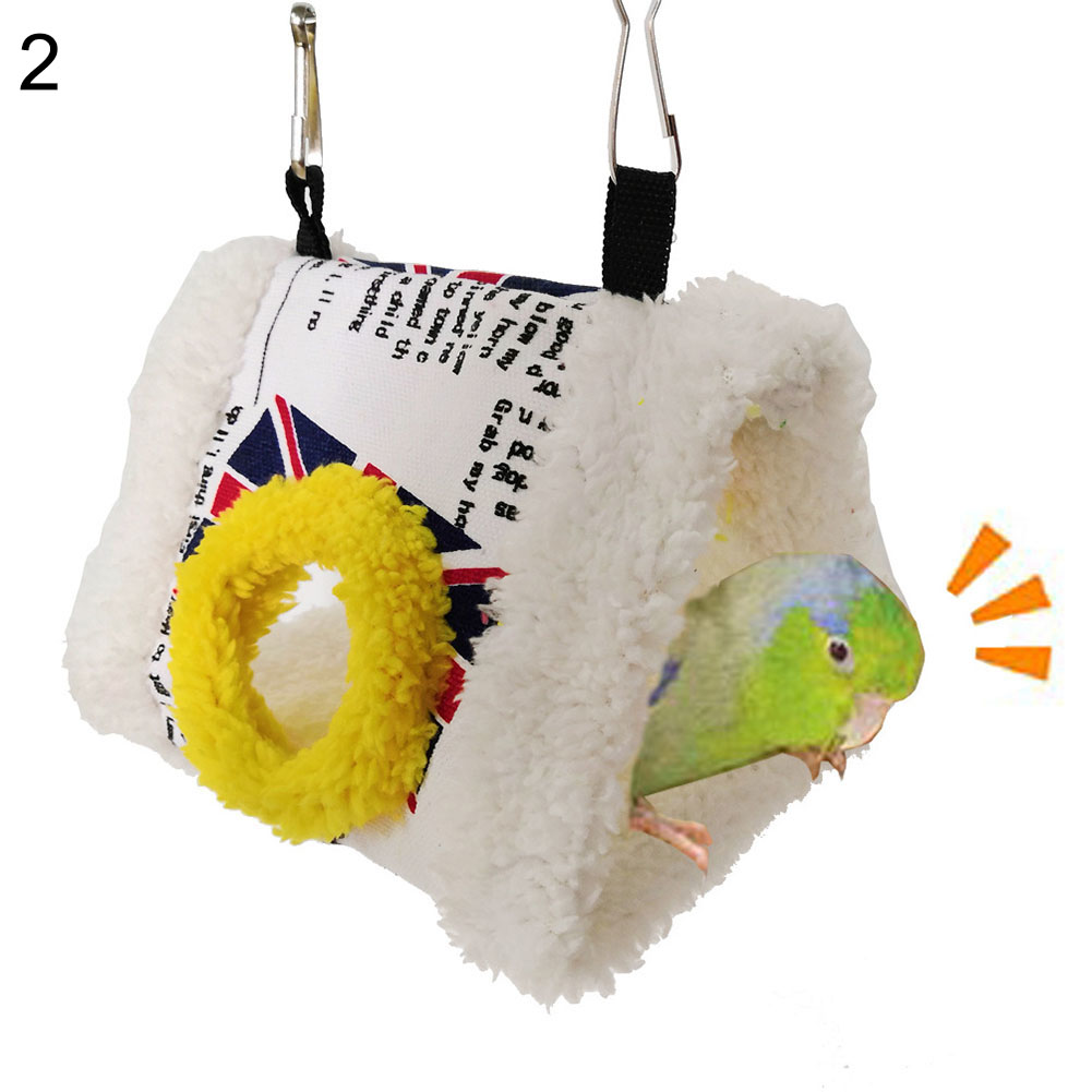 Triangle Square Plush Nest Bird Parrot Hanging Cave Hammock Cage Warm