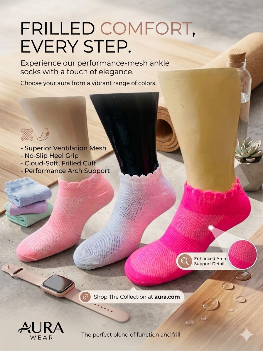 3 Pair Women Cooling Mesh Socks – Lightweight Stretch Everyday Fashion Socks