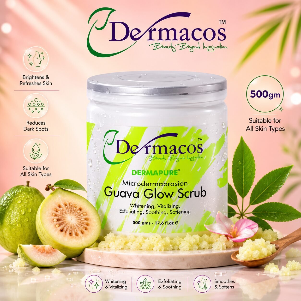 Guava Glow Scrub (500gm) | Facial Exfoliating Care