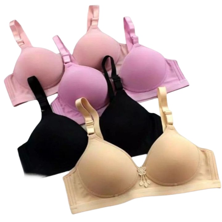 Pack of 03 Soft Foam Padded Bra for women girls ladies brazier blouse skin black  pink undergarments
