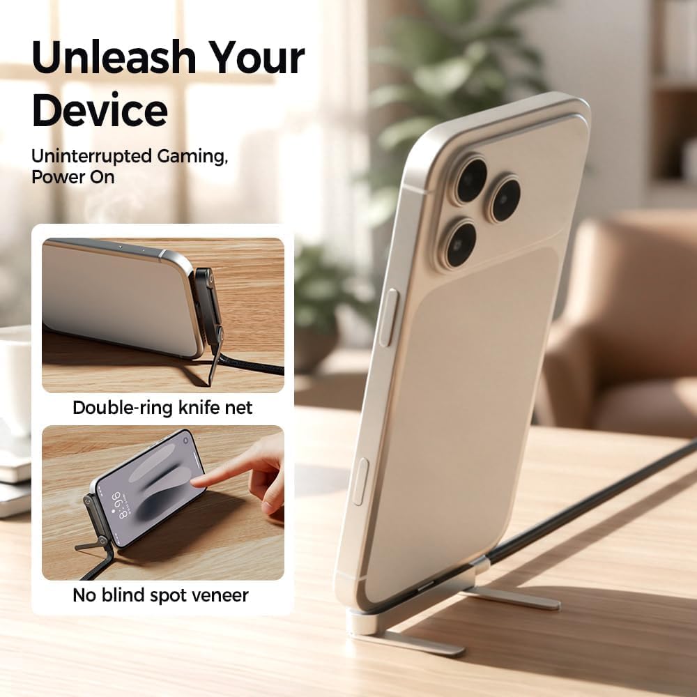 2-in-1 Invisible Holder Charger Cable – 240W Fast Charging with Built-in Phone Stand