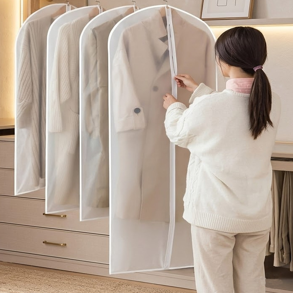 Premium Waterproof Garment Bag with Durable Fabric for Travel and Home Use, Clothes Dust Cover Storage Bag Wardrobe Clothes Organizer Suit Coat Protector Household Clothing Cover 100% Water ProoF