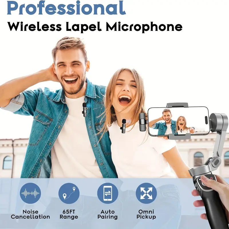 Wireless MIC Type C/Lightning/Android Mic K9 Wireless Double Microphone For Interview, Vlogging , Podcast