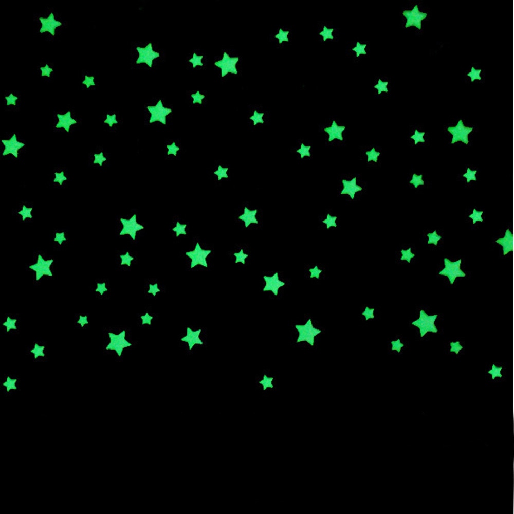 Glow In The Dark Plastic Stars 100 Pcs Ceiling Wall Art Luminous Space Stickers Decoration