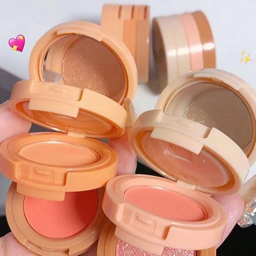 New 3 In 1 Matte Highlighter Blush Palette Pearly Blush Shiny Eyeshadow Multifunctional Face Makeup Palette Female Cosmetics