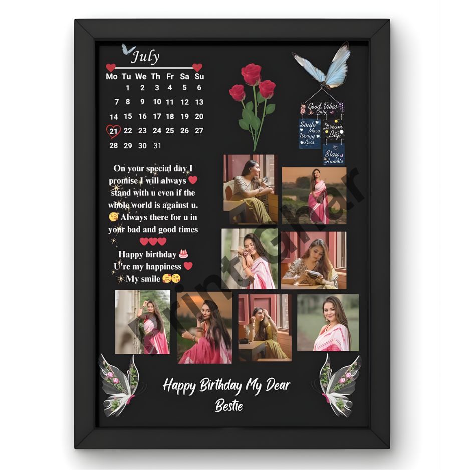 Bestie Bliss Birthday Frame – Custom Photo Collage & Sweet Messages