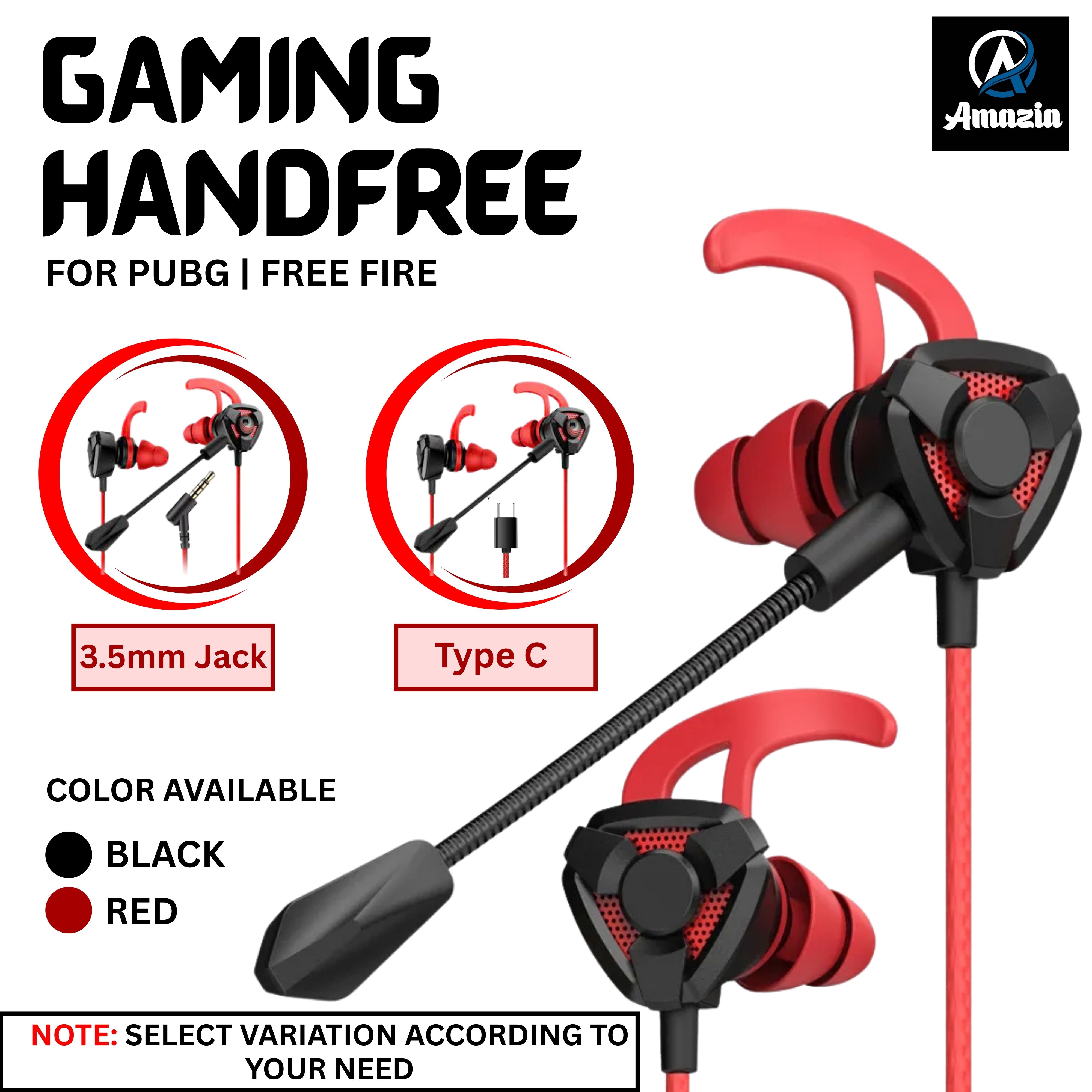 Type C Universal Gaming Handfree With Mic Wired Gaming Earphones Gaming Headset For Pubg, CS, COD, Fortnite Gaming Handsfree In-Ear Gaming Earphones Handfree For Gaming Headphones Wired Earphones For Gaming Noise Cancelling Pubg Earphones Wired Headphones
