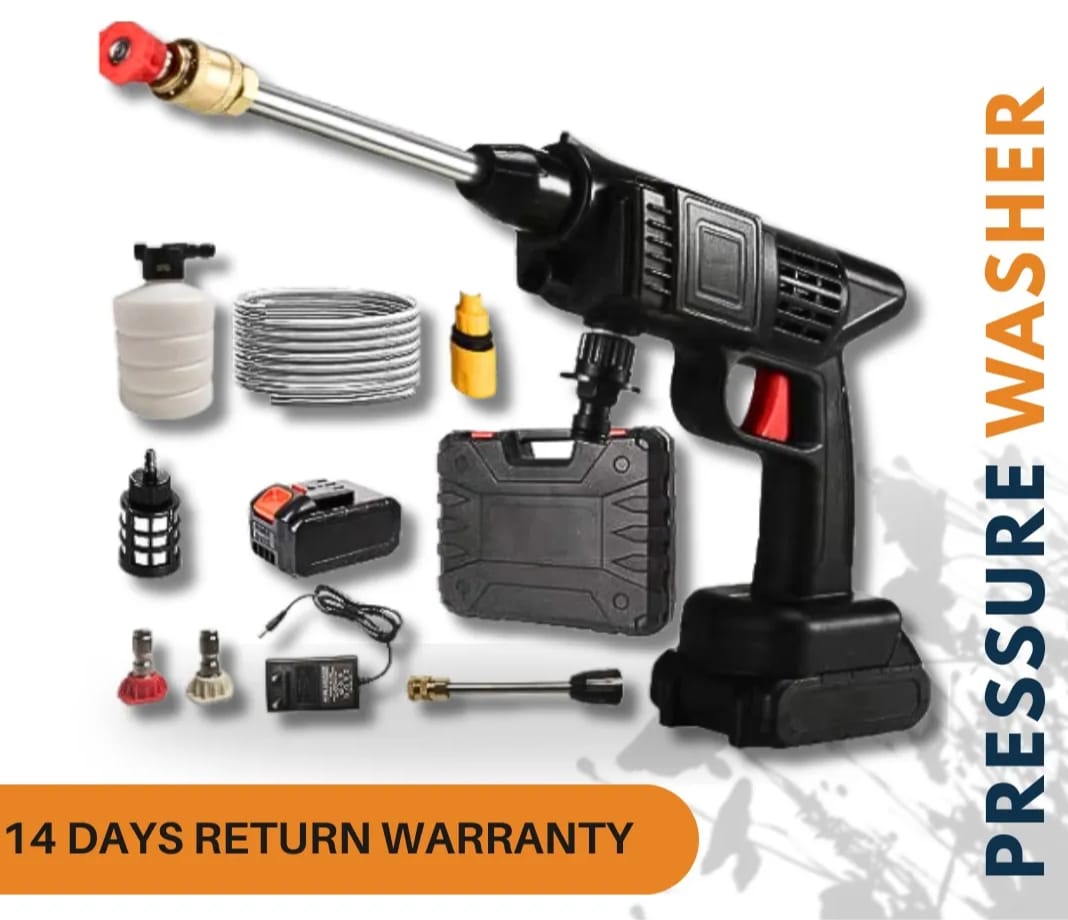 48V Li-Ion Cordless Pressure Washer Gun with Variable Spray Nozzle – High-Quality Rechargeable Electric Power Cleaner for Cars, Bikes, and Solar Panels