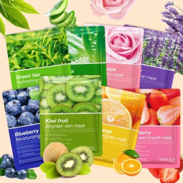 Fruit Plant Extract Moisturizing Brighten Facial Sheet Mask Hydrating, Radiance Boost, Calming, Skin Care Sheet Masks