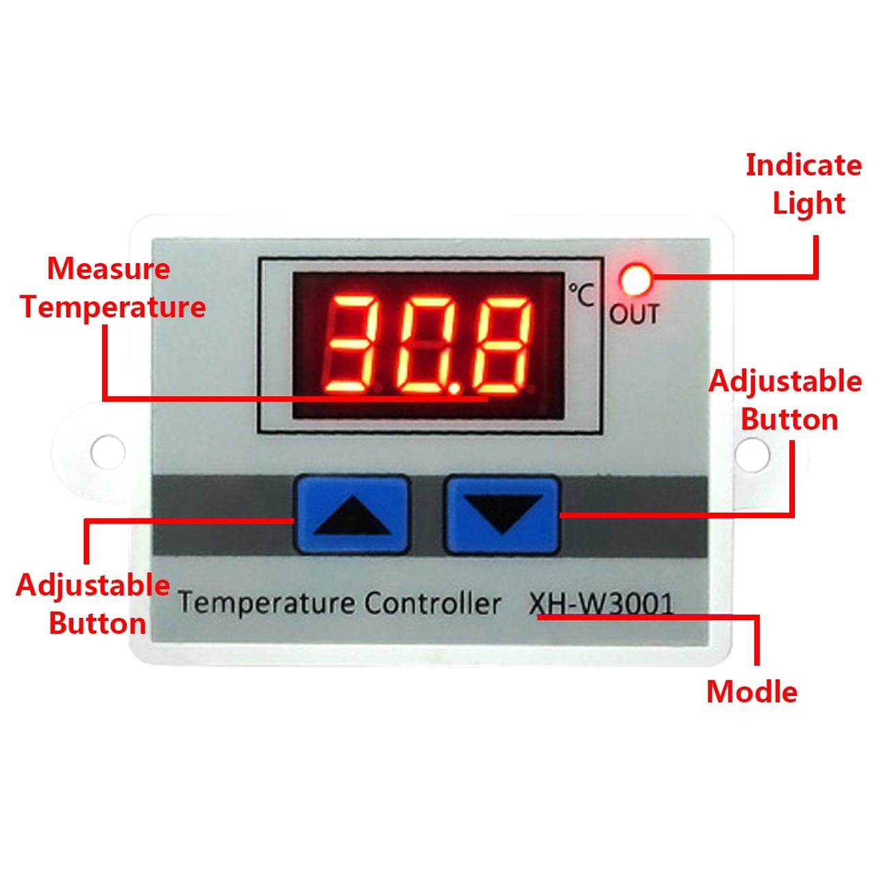 XH-W3001 W3001 Temperature Controller Digital Thermostat Controller Switch LED AC 220V 10A