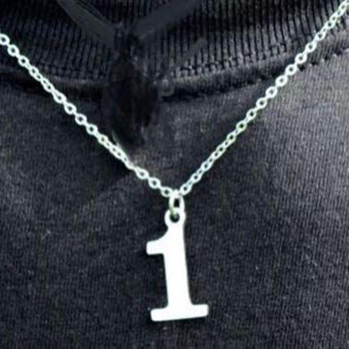 Number 1 Stainless Steel Pendant Necklace with Chain For Men