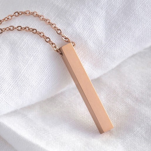 Silver / Black / Golden 100% Pure Stainless Steel Vertical Bar Necklace/Locket/Chain for Girls/Women