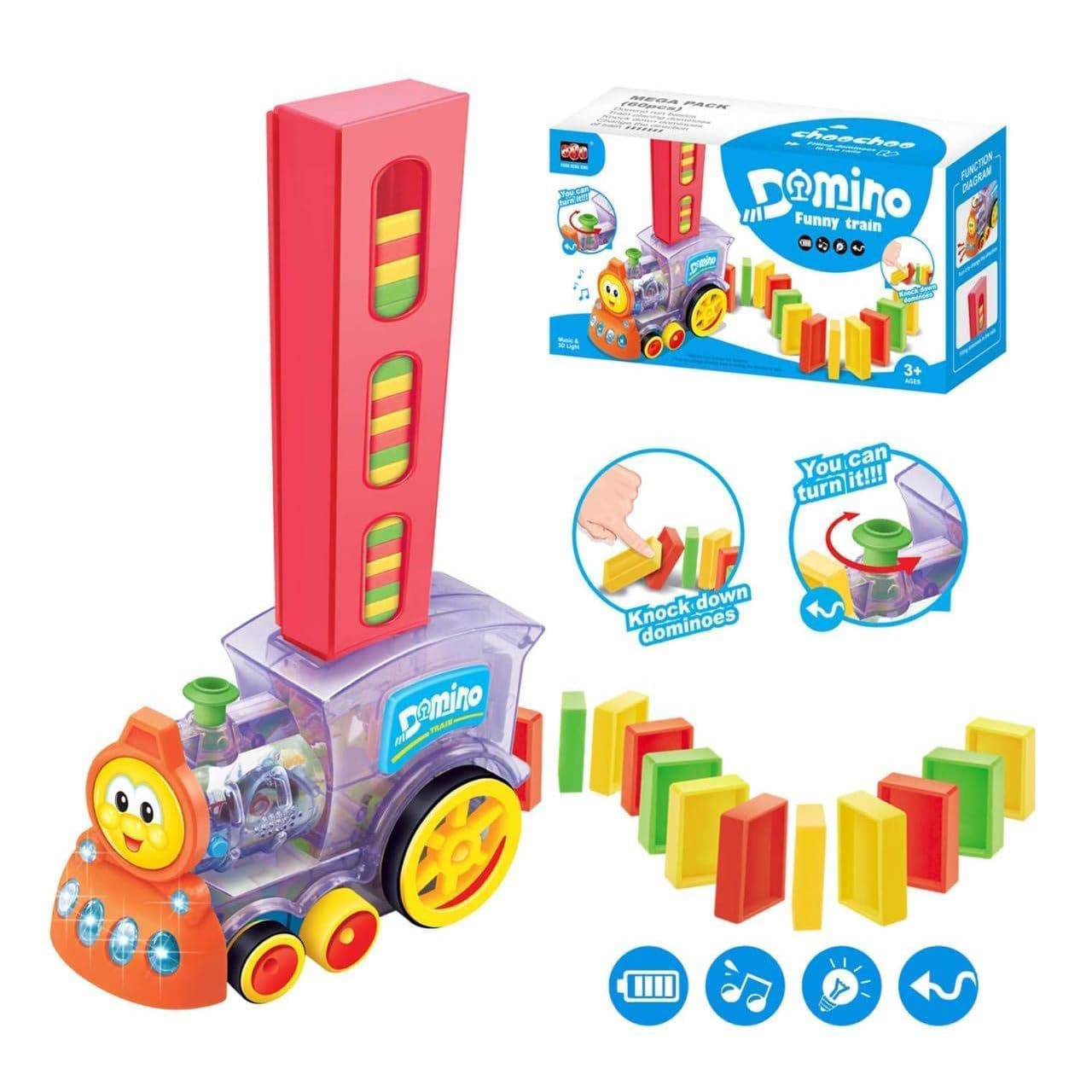 DOMINO TRAIN TOYS Domino Train with Building and Stacking Blocks Set