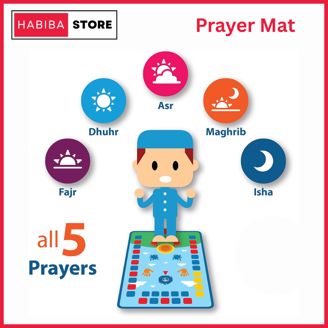 Educational Prayer Mat with Sound for Kids – Islamic Learning Mat with Lights & Voice Guide