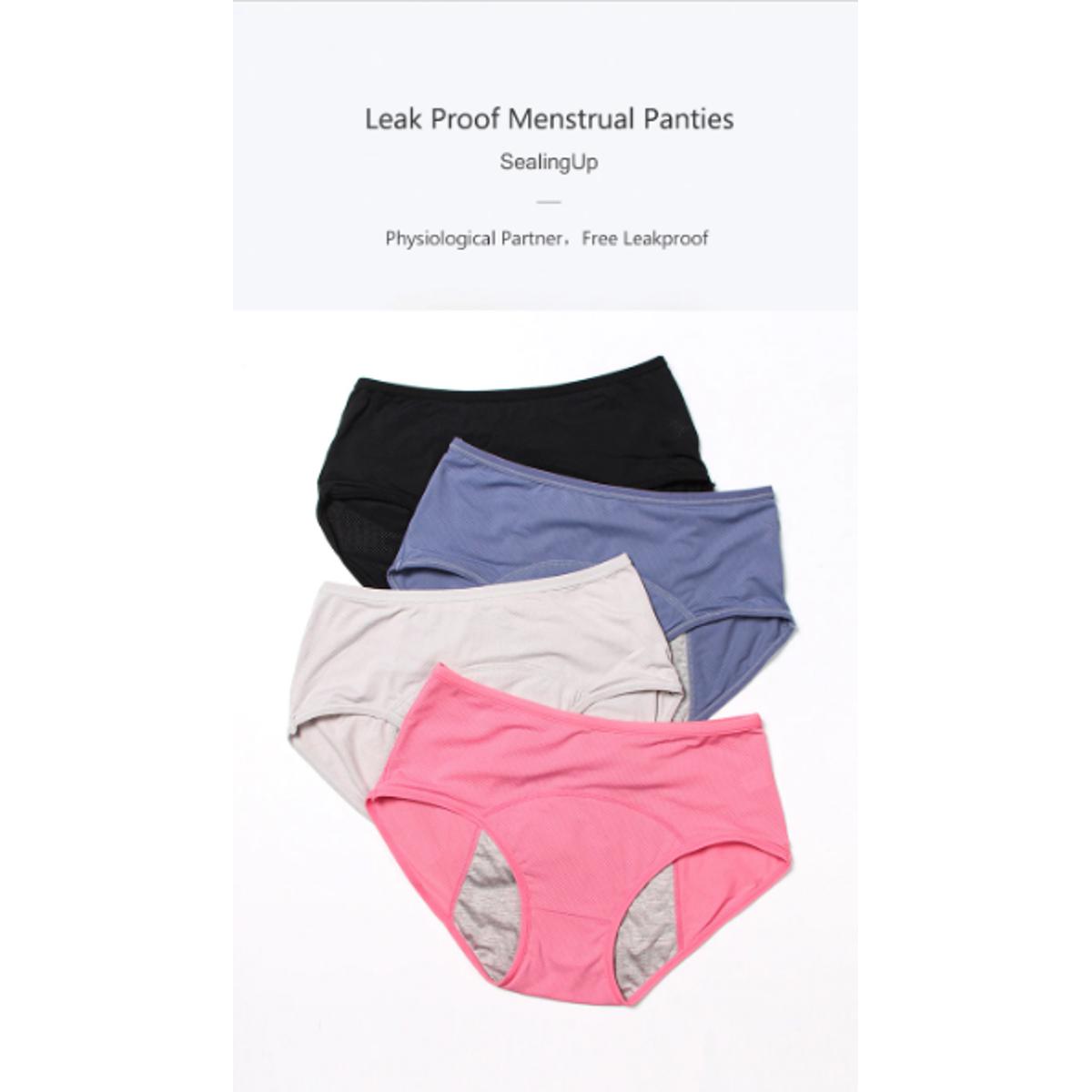 Women Leak Proof Menstrual Panties Soft Breathable, Lady Period Cotton Waterproof  Underwear, Underpants For Girls Multicolor