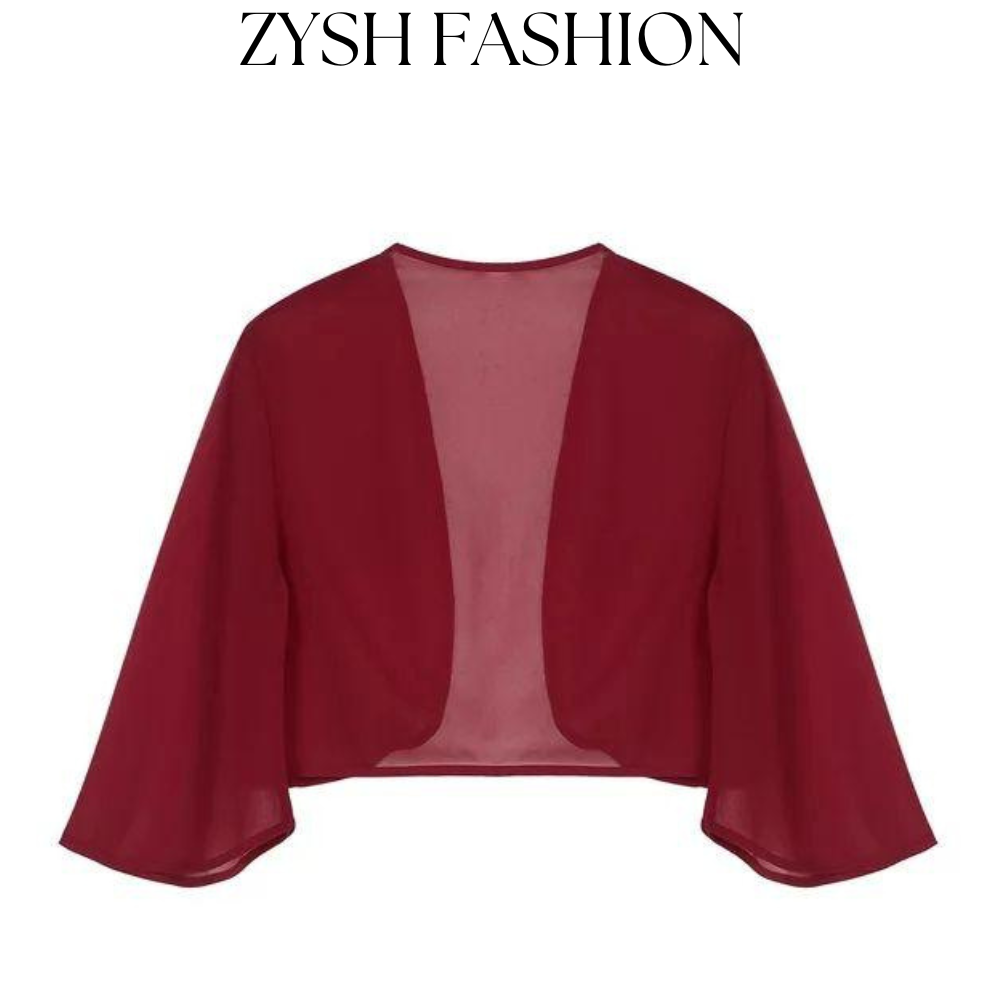 Zysh Fashion Elegant Chiffon Kimono Jacket in Multiple Colors - Casual Winter Coat for Women