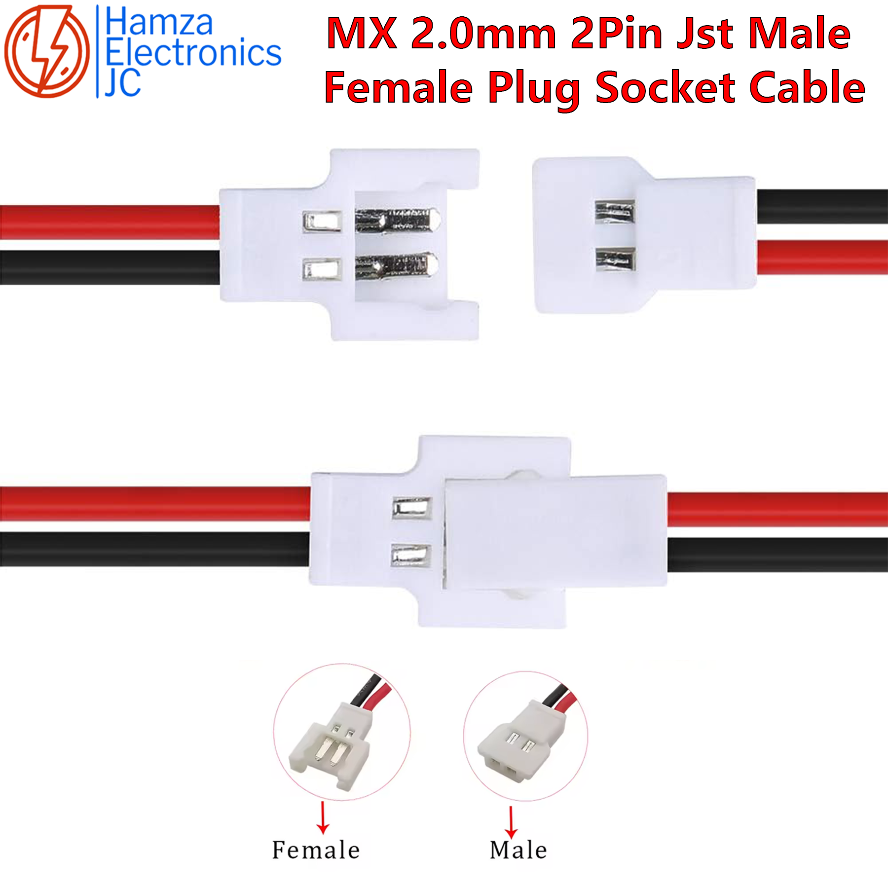 10/20PCS of MX 2.0 JST Pitch 2.0mm 2 Pin Aerial Docking Male Female Plug Socket Cable Wire Connector 150MM Lenght