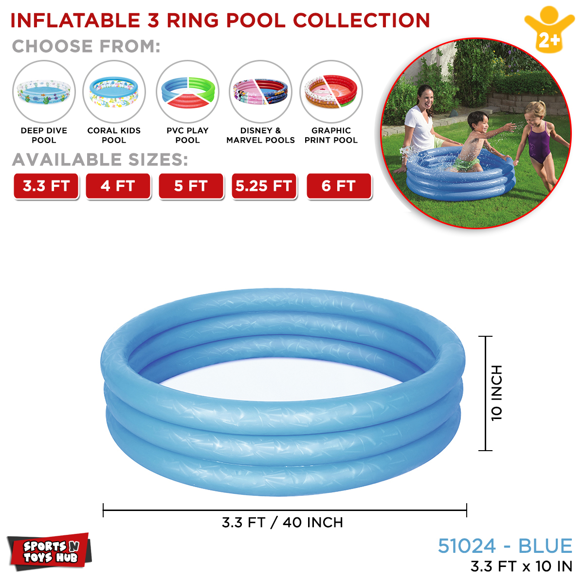 Bestway Ring Inflatable PVC Swimming Pool Collection for Kids