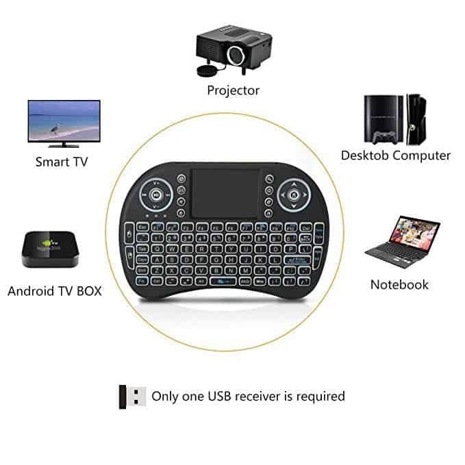 Mini Wireless Keyboard 2.4GHz Air Touchpad Mouse, Compatible With Android TV Box, Smart TV, PC Black