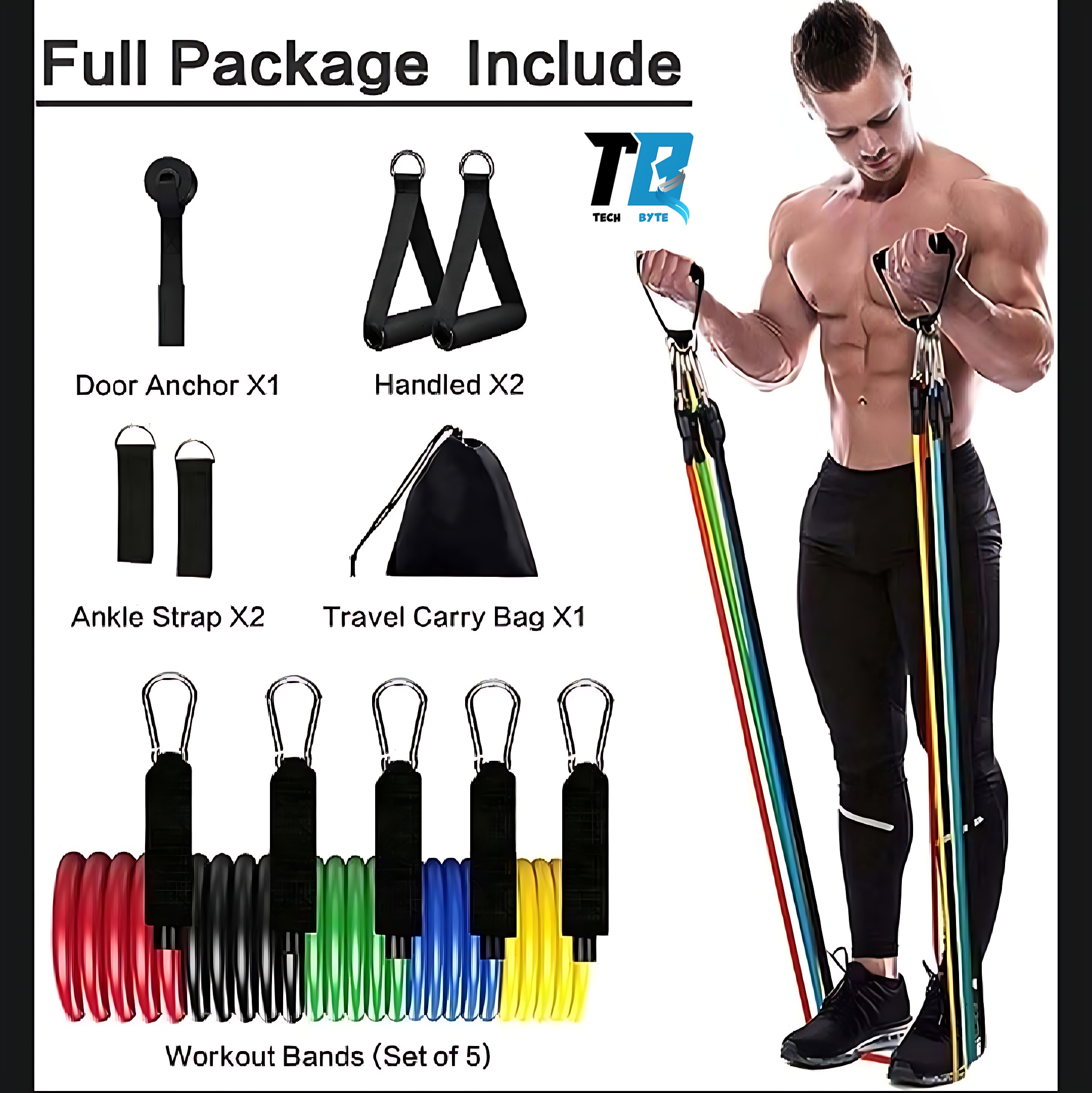 11 PCS Resistance Bands for Men - Home Gym Workout Equipment, Pull Up Bands, Strength Training Bands, Yoga & Pilates Accessories, Fitness Bands Set with Handles, Ankle Straps, Door Anchor PROMISE TO SELL