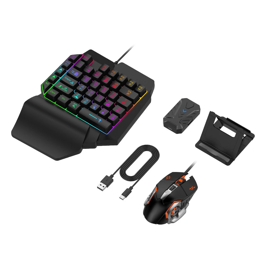 Mobile Game Combo Pack - PUBG Keyboard Gaming Mouse - PUBG Mobile Controller - 4 in 1 PUBG Game Controller - PUBG Gadgets - 4 in 1 Mobile Game Combo Pack