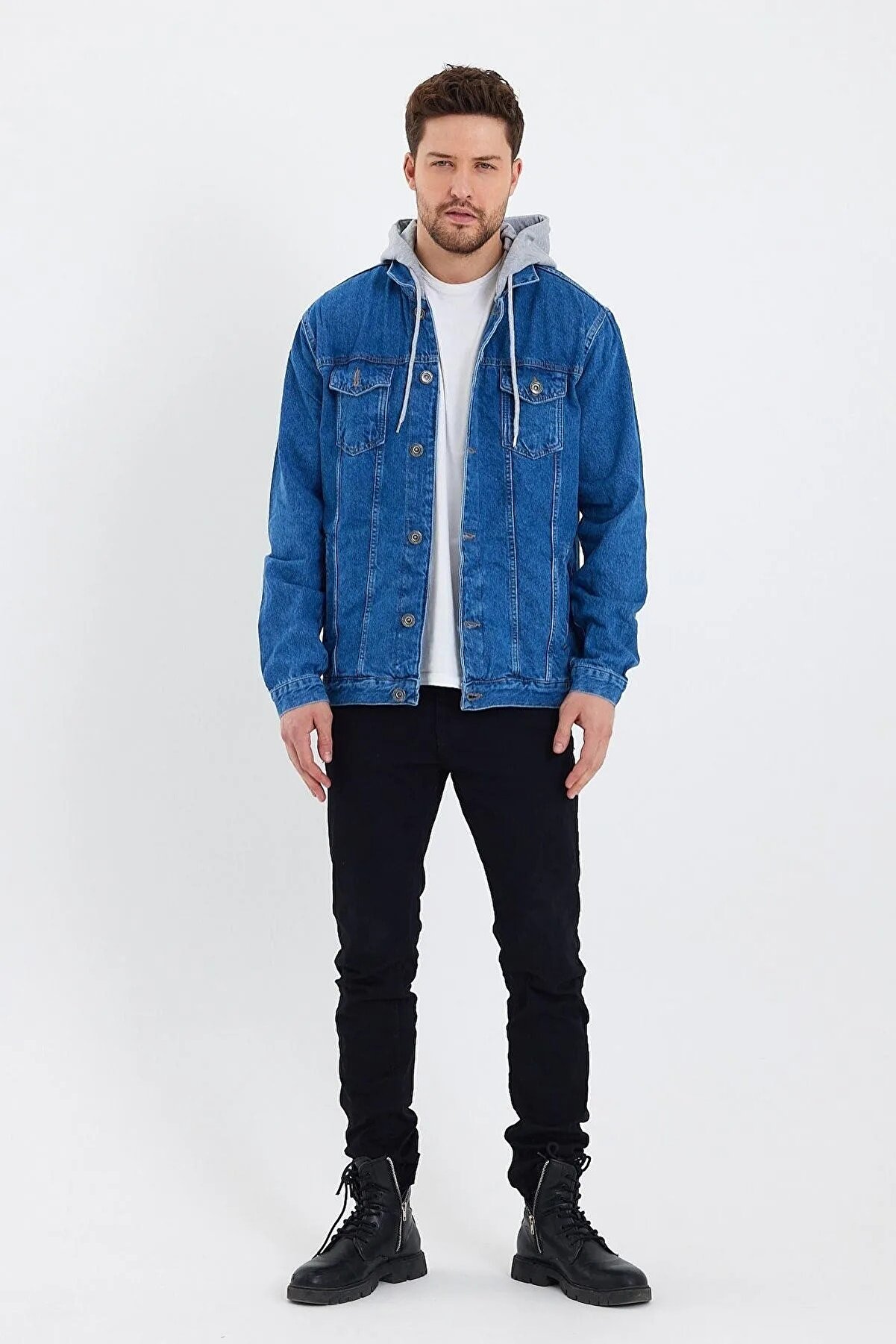 Mens Hooded Denim Jacket Home shopping 3